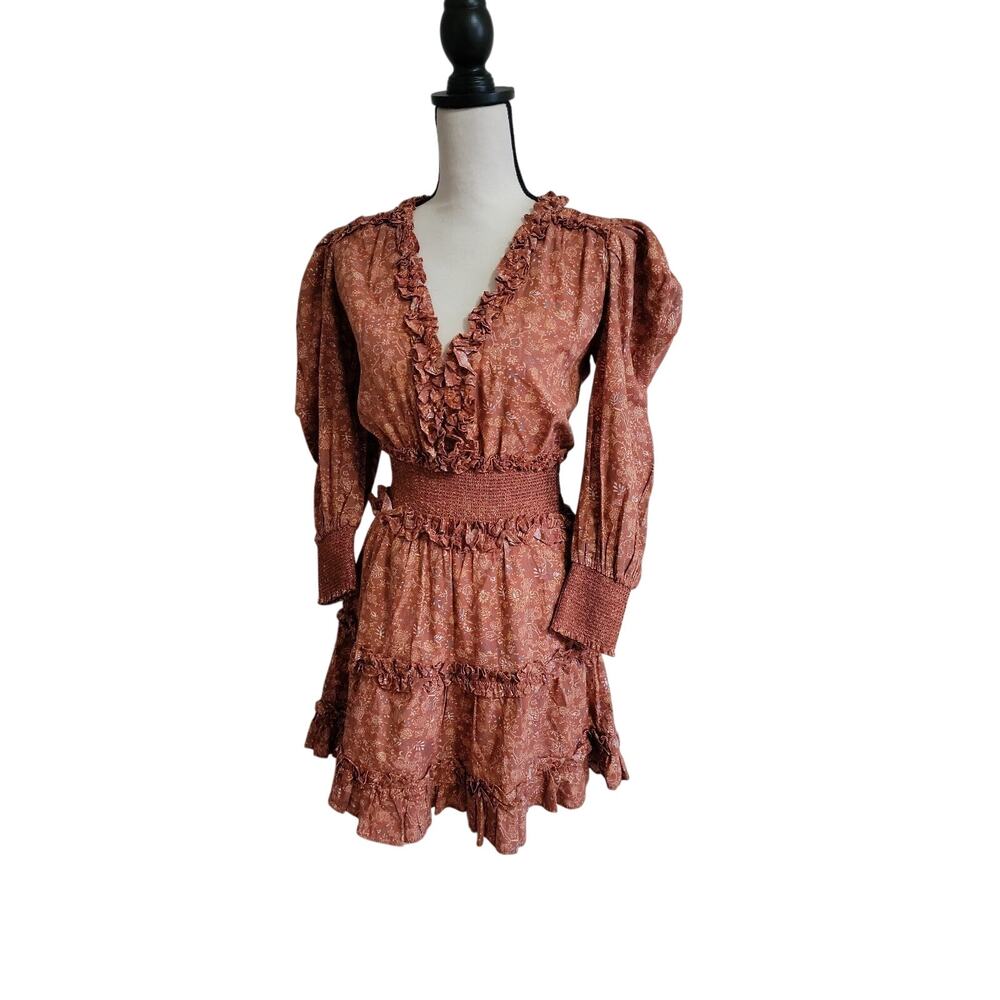 House of Harlow 1960 "Wallis" Rust Floral Mini Dress Sz XS